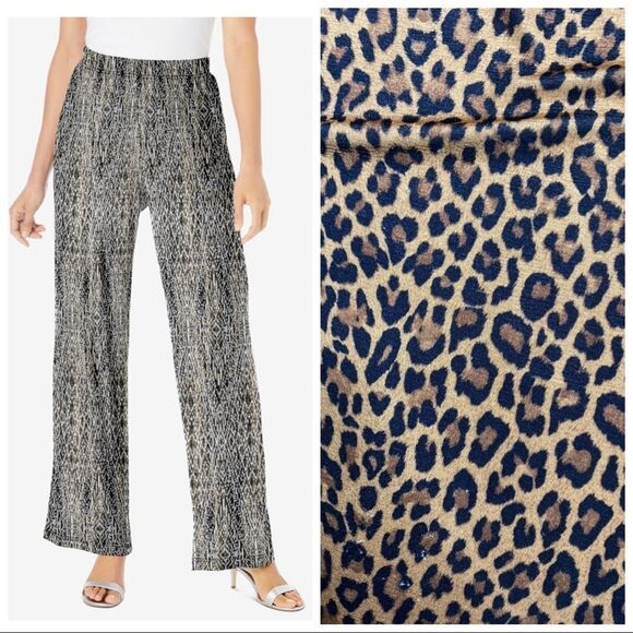 ROMAN’S Stretch Jersey Leopard Print Pants - Picture 1 of 6